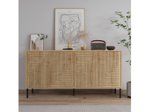Aparador de madeira "Evolet" - 150 x 36 x 75 cm - Bege 2