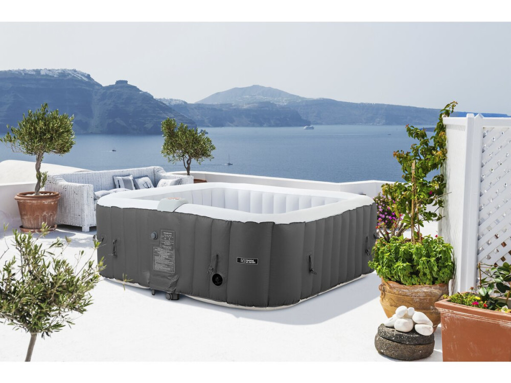 Spa inflável "RIVIERA" em PVC - 6 lugares - Cinza/branco