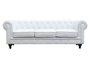 Canapé fixo Chesterfield "Aliza" - 208 x 82 x 70 cm - 3 lugares - Branco 2