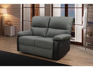Sofá relaxante "Lincoln" - 147 x 89 x 103 cm - 2 lugares - Preto / Cinza escuro 2