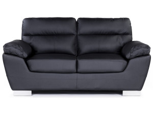 Sofá fixo em couro colado e PVC "Dallas" - 169 x 88 x 90 cm - 2 lugares - Preto 2