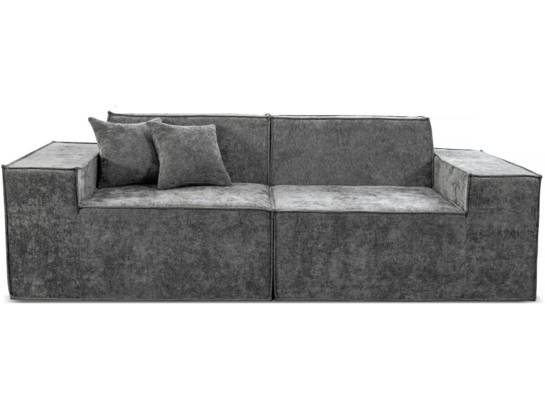 Sofá modular reto em tecido texturado "Lusso" - 3 lugares - Cinza