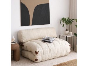 Sofá-cama de 2 lugares em tecido "Fold" - 120 x 75 x 79 cm - Creme 2