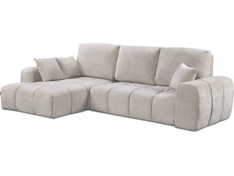Sofá-cama de canto esquerdo em tecido chenille "Verneuil" - 3 lugares - Bege