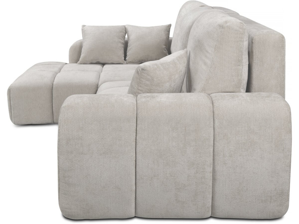 Sofá-cama de canto esquerdo em tecido chenille "Verneuil" - 3 lugares - Bege