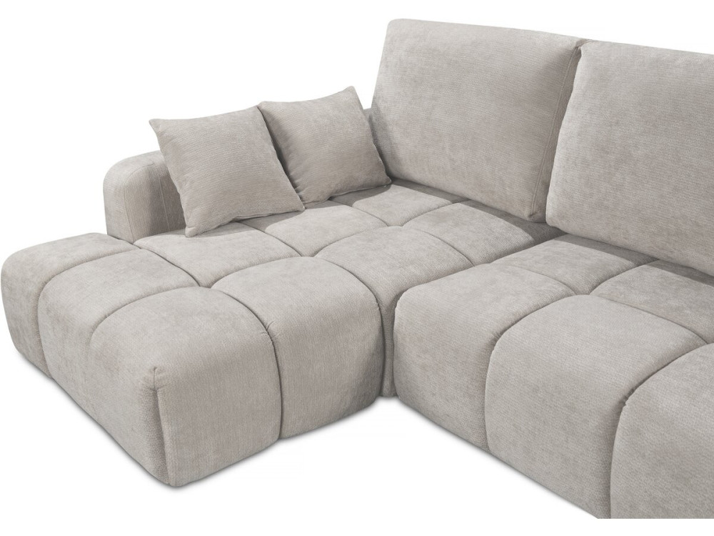 Sofá-cama de canto esquerdo em tecido chenille "Verneuil" - 3 lugares - Bege