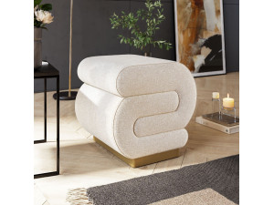 Puff de madeira "Sally" 40 x 42 x 42 cm - Creme 2