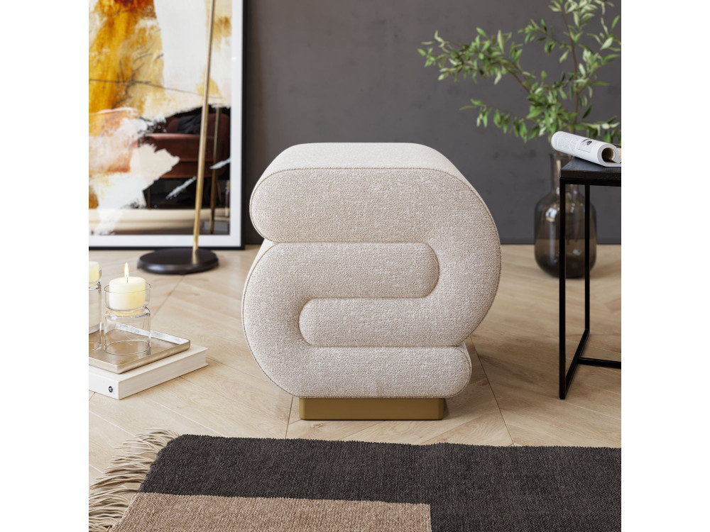 Puff de madeira "Sally" 40 x 42 x 42 cm - Creme