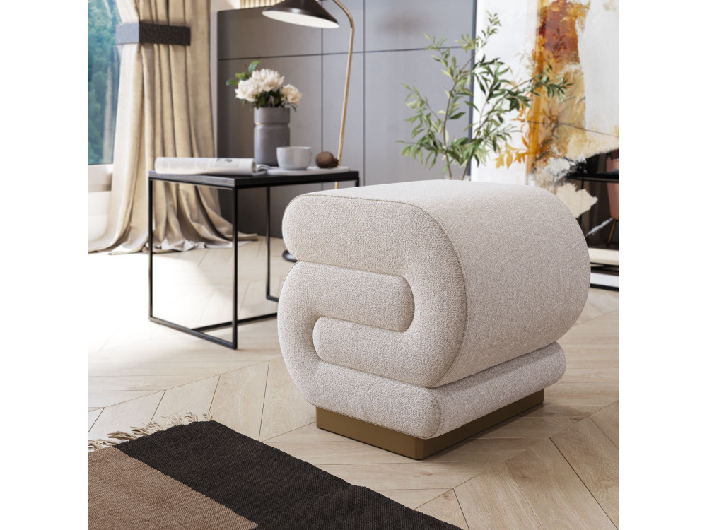 Puff de madeira "Sally" 40 x 42 x 42 cm - Creme