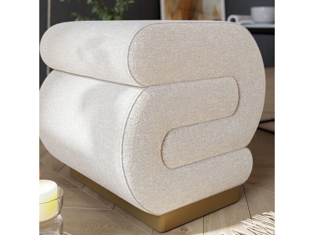 Puff de madeira "Sally" 40 x 42 x 42 cm - Creme