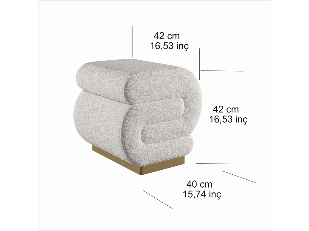 Puff de madeira "Sally" 40 x 42 x 42 cm - Creme
