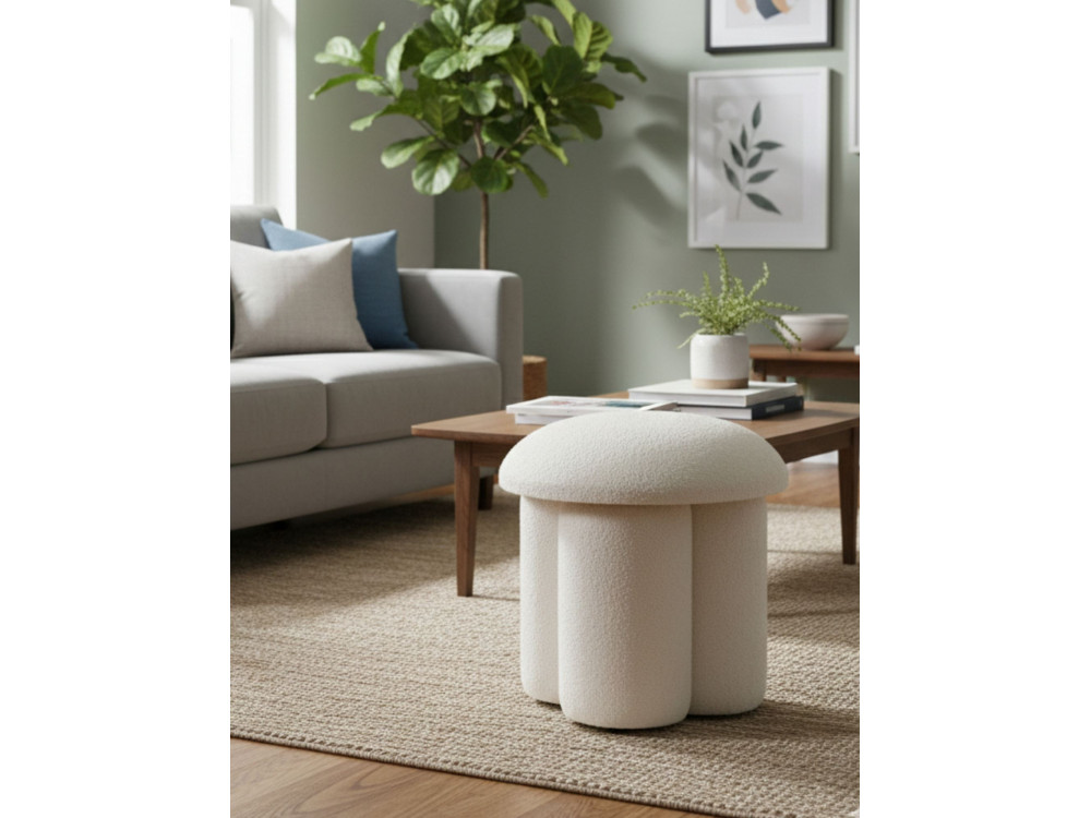 Pufe em tecido "Magnus" - 45 x 45 x 48 cm - Branco