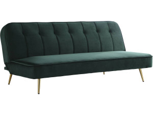 Sofá de veludo Clic Clac "James" - 180 x 83 x 75 cm - 3 lugares - Verde escuro. 2