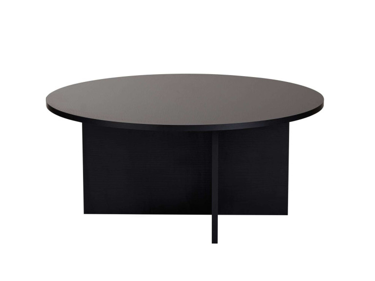 Mesa de centro "Sun" em madeira - 90 x 90 x 40 cm - Madeira preta