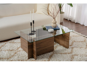 Mesa de centro em madeira "Vetrino" - 105 x 65 x 40 cm - Nogueira 2