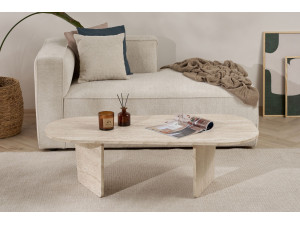 Mesa de centro em madeira "Ovalis" - 130 x 65 x 40 cm - Travertino 2
