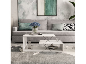 Mesa de centro em madeira "Cayenne" - 100 x 50 x 40 cm - Branco 2