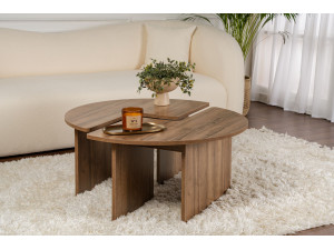 Mesa de centro de madeira "Moira" - 90 x 90 x 41 cm - Nogueira 2