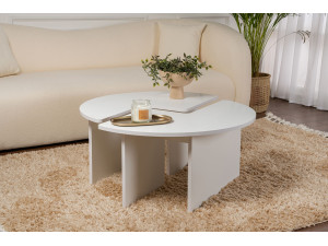 Mesa de centro de madeira "Moira" 90 x 90 x 41 cm - Branco natural 2