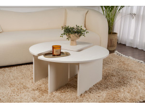 Mesa de centro de madeira "Moira" 90 x 90 x 41 cm - Madeira branca 2