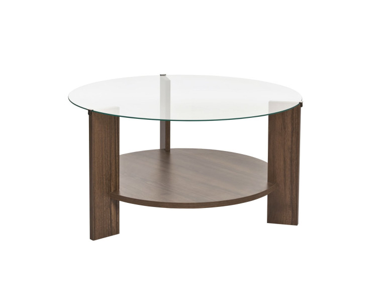 Mesa de centro de madeira "Clara" - 75 x 75 x 40 cm - NogueiraTransparente