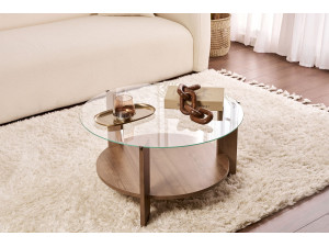 Mesa de centro de madeira "Clara" - 75 x 75 x 40 cm - NogueiraTransparente 2