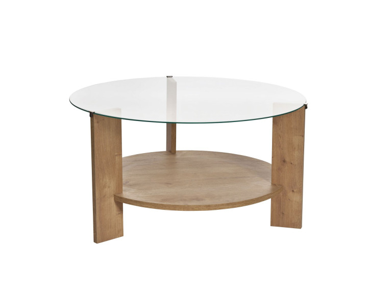 Mesa de centro em madeira "Clara" - 75 x 75 x 40 cm - SaphirCarvalho transparente