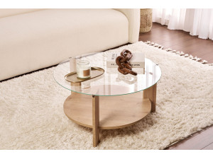 Mesa de centro em madeira "Clara" - 75 x 75 x 40 cm - SaphirCarvalho transparente 2