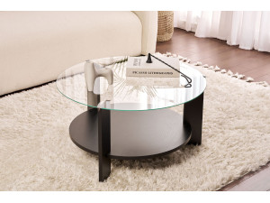 Mesa de centro de madeira "Clara" - 75 x 75 x 40 cm - Madeira pretaTransparente 2