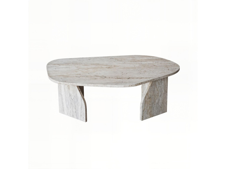 Mesa de centro de madeira "Rock" 100 x 60 x 35 cm - Travertino