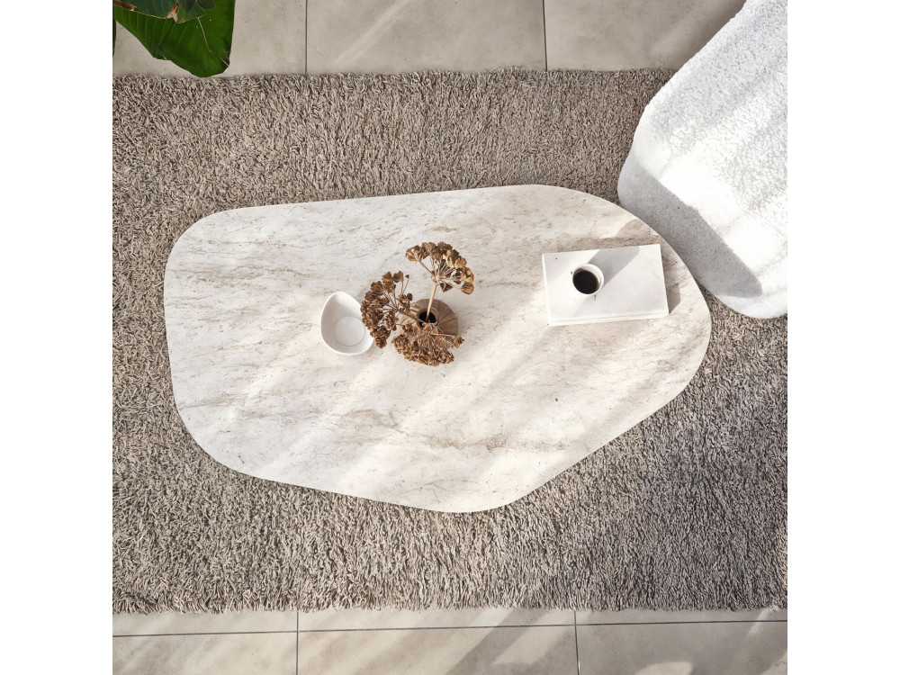 Mesa de centro de madeira "Rock" 100 x 60 x 35 cm - Travertino