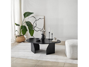 Mesa de centro de madeira "Rock" 100 x 60 x 35 cm - Preto 2