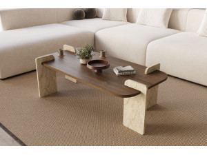 Mesa de centro de madeira "Leapiri" - 120 x 60 x 35 cm - Castanho 2