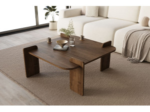 Mesa de centro de madeira "Woog" 90 x 90 x 35 cm - Nogueira 2