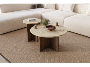 Conjunto de mesa de centro em madeira "Private" 70 x 70 x 40 cm - Travertino 2