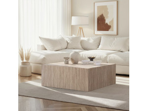 Mesa de centro em MDF "Prizma" - 90 x 90 x 35 cm - Travertino 2