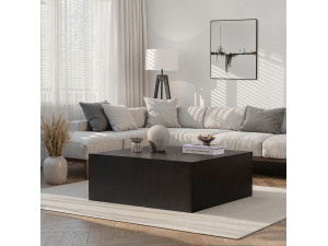 Mesa de centro "Prizma" em MDF - 90 x 90 x 35 cm - Madeira preta 2