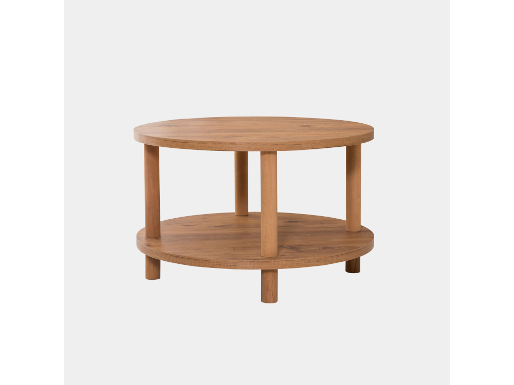Mesa de centro redonda de madeira "Roby" - 70 x 70 x 43 cm - Castanho