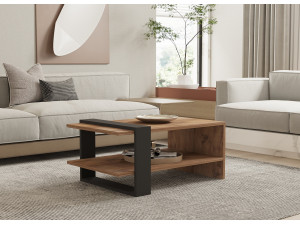 Mesa de centro em madeira "Ova" - 80 x 55 x 35 cm - Castanho 2