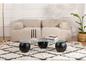 Mesa de centro em vidro "Sphere" - 120 x 70 x 30 cm - Preto 2