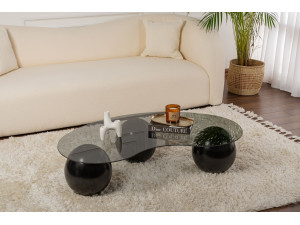 Mesa de centro em vidro "Sphere" - 120 x 70 x 30 cm - Preto 2