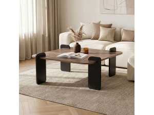 Mesa de centro em madeira "Marais" - 90 x 90 x 35 cm - Castanho 2