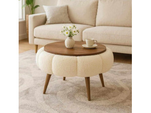 Mesa de centro de madeira Papatya 60" - 60 x 60 x 44 cm - Creme 2