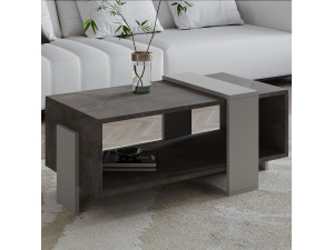 Mesa de centro de madeira "Meleni" - 90 x 49 x 40 cm - Cinzento 2