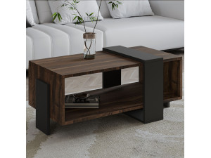Mesa de centro de madeira "Meleni" - 90 x 49 x 40 cm - Castanho 2