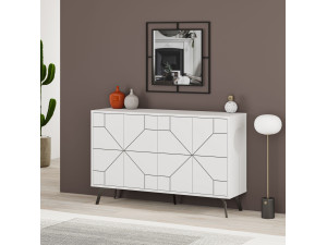 Aparador de madeira "Dune" - 123 x 35 x 62 cm - Branco 2