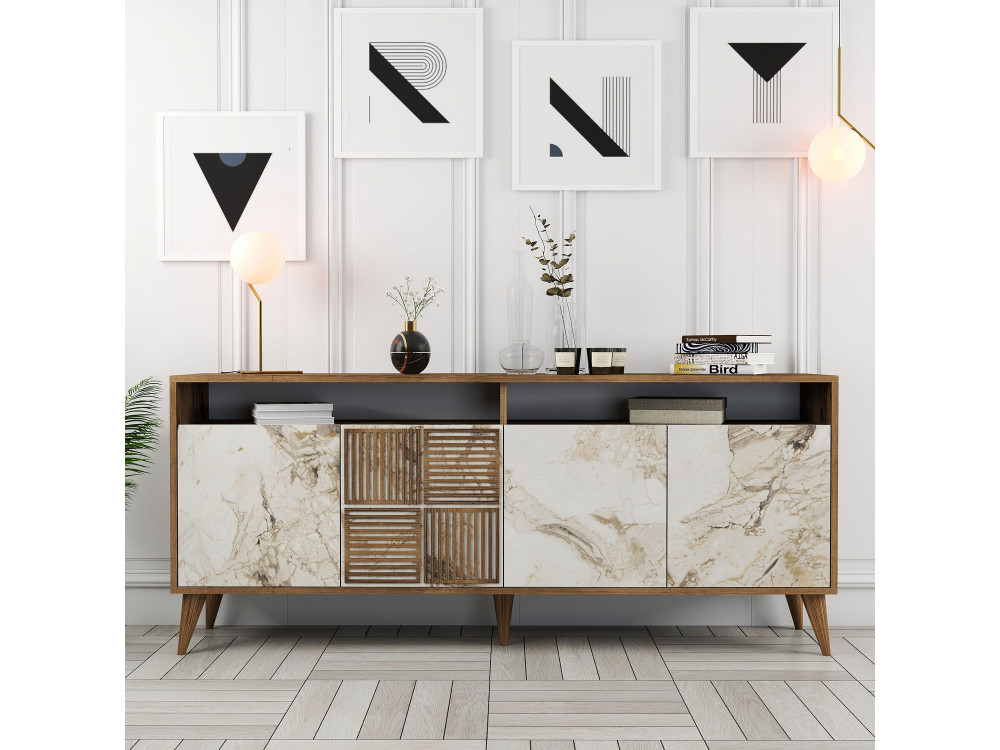 Consola de madeira "Milan" 180 x 35 x 78 cm - Nogueira