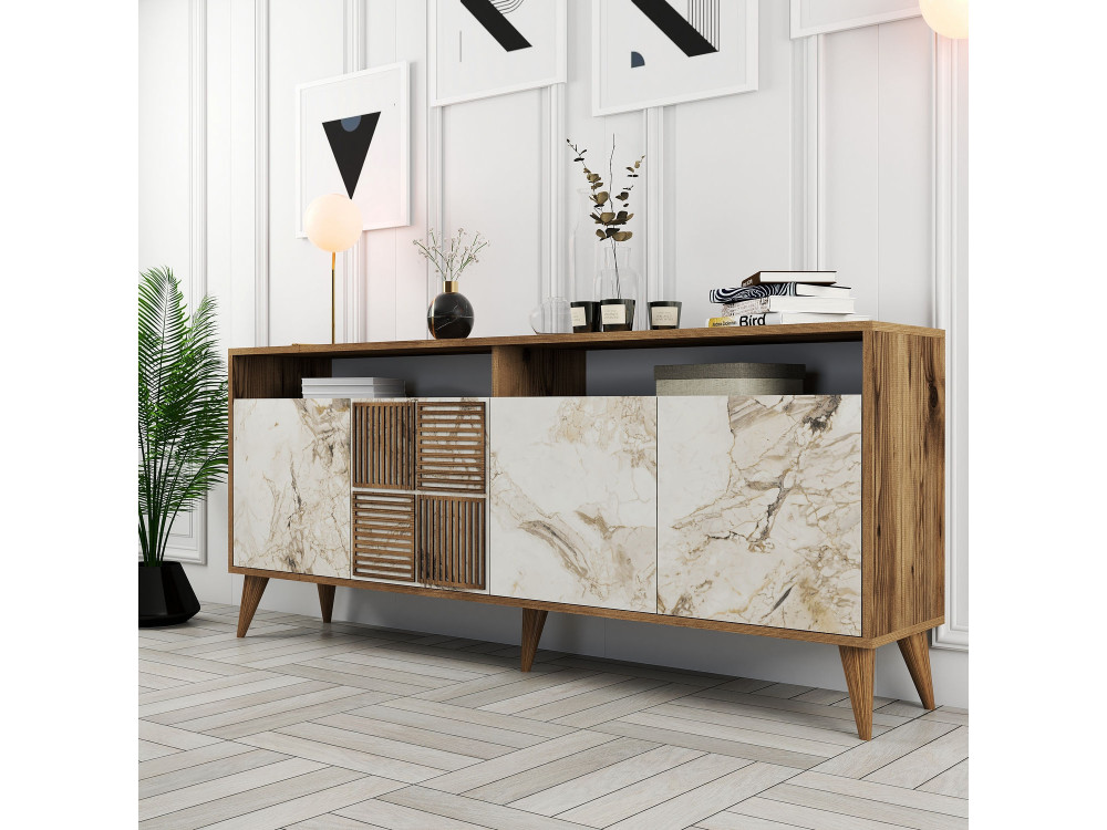 Consola de madeira "Milan" 180 x 35 x 78 cm - Nogueira