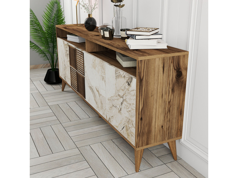 Consola de madeira "Milan" 180 x 35 x 78 cm - Nogueira