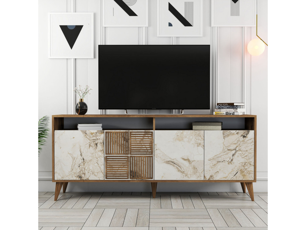 Consola de madeira "Milan" 180 x 35 x 78 cm - Nogueira